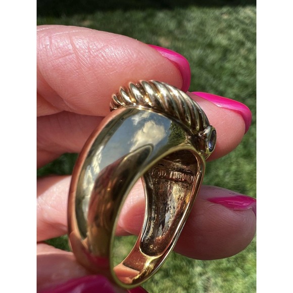 Vintage David Yurman 16mm Citrine/Tanzanite 14k yellow gold Ring - Picture 4 of 10